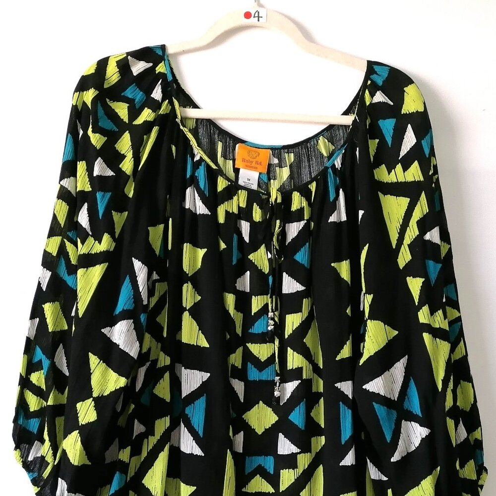 Ruby Rd. Womens Black Tie Round Neck Geometric Pr… - image 2